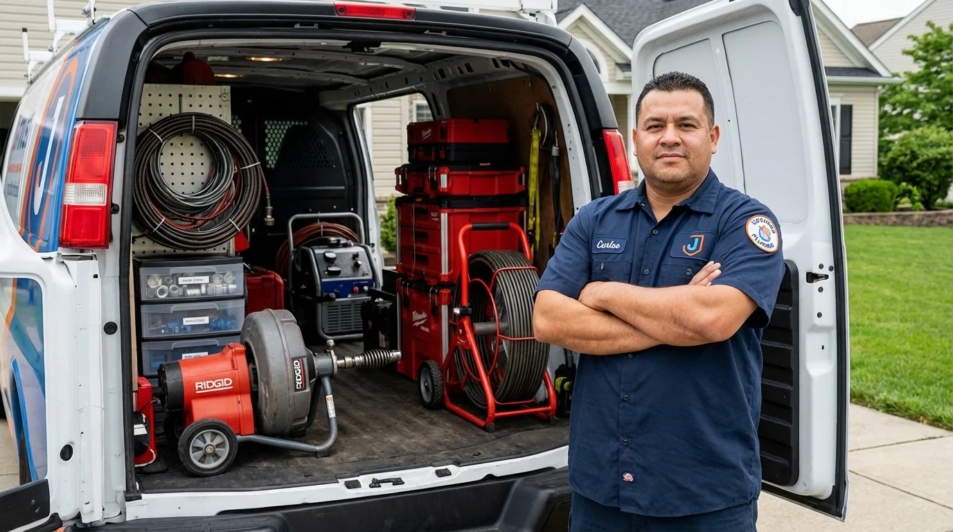 Professional drain cleaning equipment and Johns Plumbing LLC plumber in Ruskin