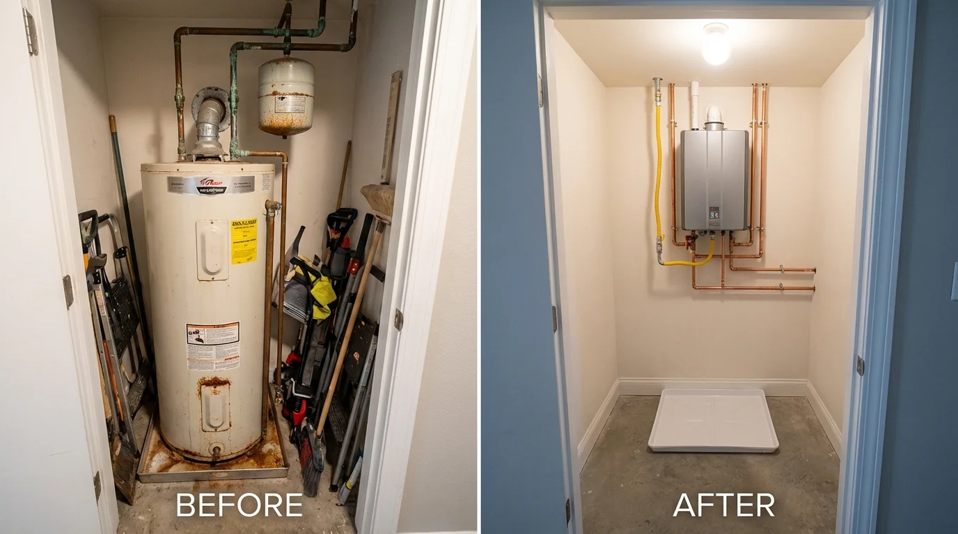 Tank water heater versus wall-mounted tankless unit comparison for Ruskin, FL homeowners